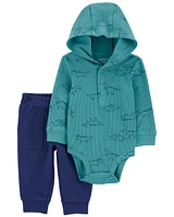 2-Piece Dinosaur Hooded Bodysuit Pant Set