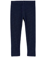 Faux Denim Cozy Fleece Leggings