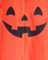 Kid Halloween Jack-O-Lantern Hooded Zip-Up Jumpsuit