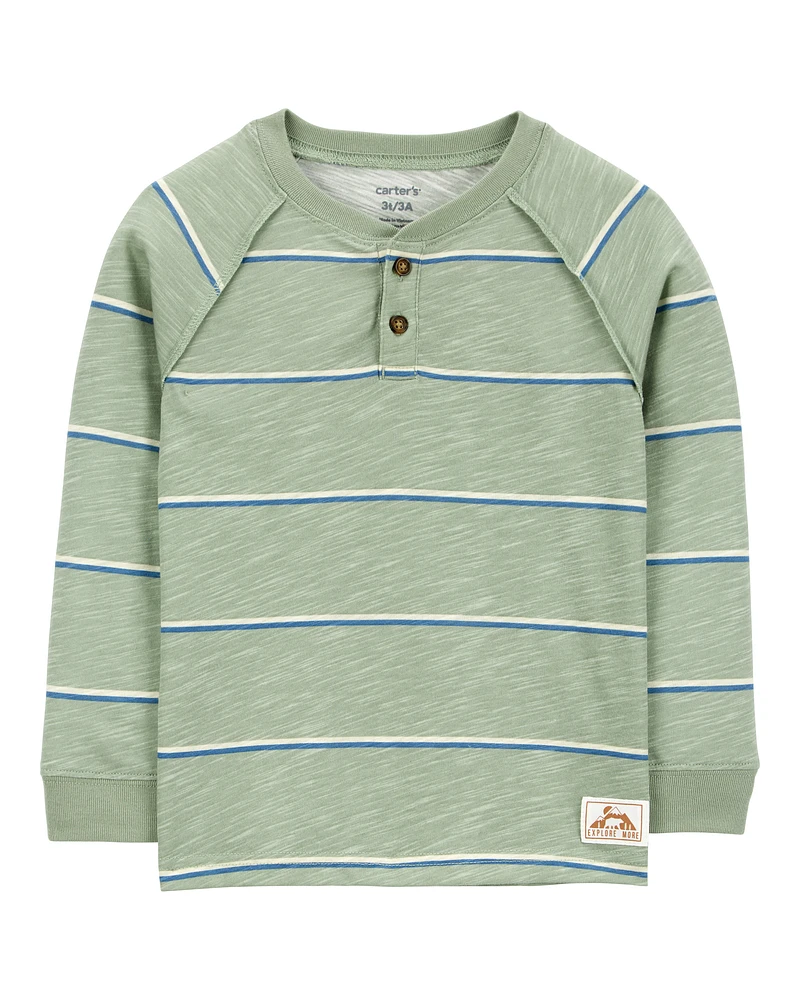 Toddler Striped Henley Tee