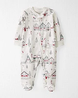 Baby Organic Cotton Sleep & Play Pajamas Christmas Village