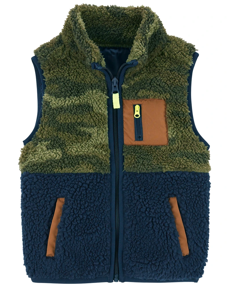 Toddler Camo Zip-Up Sherpa Vest