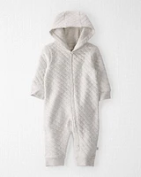 Baby Quilted Double Knit Hooded Jumpsuit Made with Organic Cotton