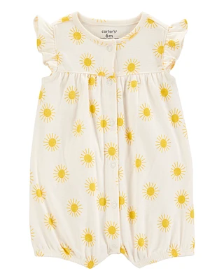 Baby Sun Cotton Short-Sleeve Romper - Cream
