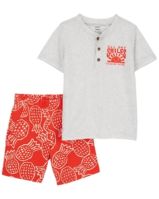 2-Piece Henley Tee & Pineapple Short Set