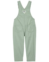 Toddler Floral Lined Lightweight Canvas Overalls