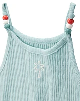 Toddler Floral Ribbed Tank Top