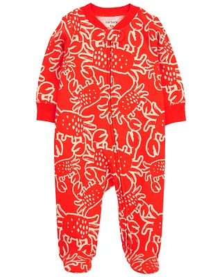 Baby Crab Snap-Up Cotton Sleeper Pyjamas