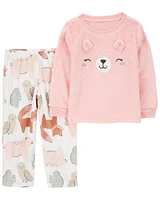 Toddler 2-Piece Fuzzy Velboa Bear Pyjamas