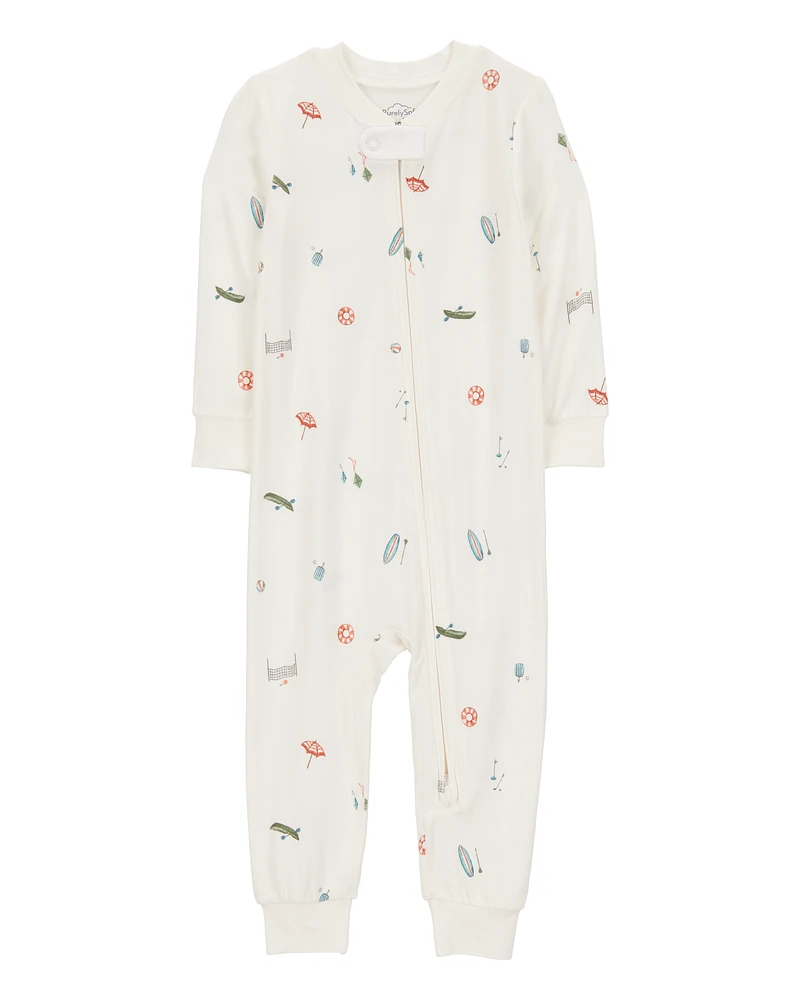 Toddler 1-Piece Camp Print Zip-Up PurelySoft Footie Pajamas