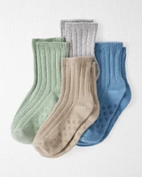 Toddler Girl 4-Pack No-Slip Socks Made with Organic Cotton