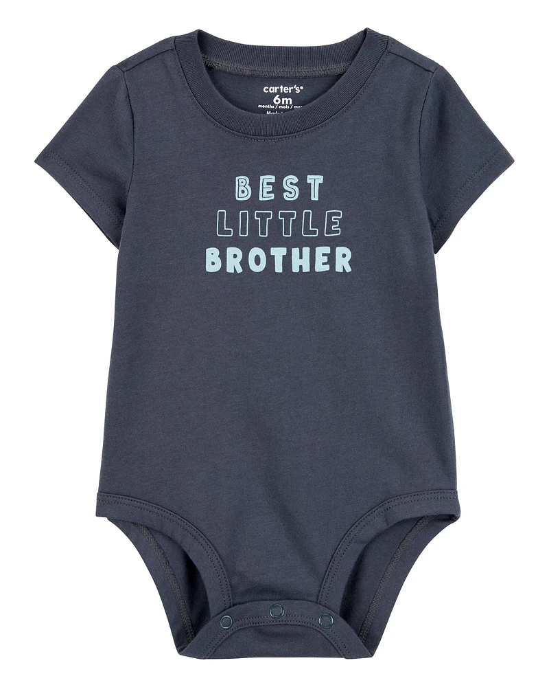 Baby Best Little Brother Short-Sleeve Bodysuit - Blue