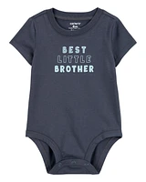 Baby Best Little Brother Short-Sleeve Bodysuit - Blue