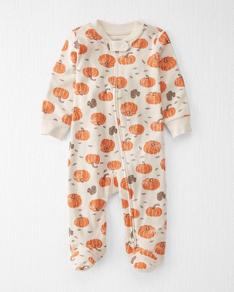 Baby Organic Cotton Sleep & Play Pyjamas Harvest Hollow Print