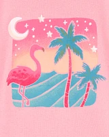 Kid Flamingo Print Snug Fit Cotton 4-Piece Pyjamas