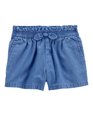 Toddler Chambray Pull-On Shorts - Blue