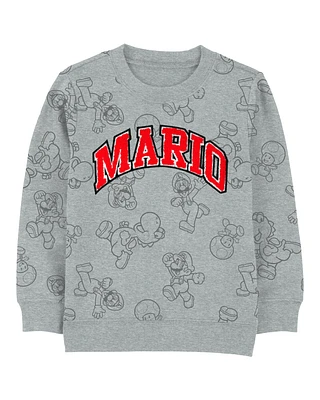 Kid Super Mario Bros Pullover - Grey