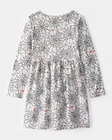 Kid Halloween Spiderwebs Long-Sleeve Dress
