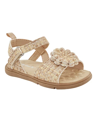 Baby  Every Step® First Walker Woven Flower Accent Sandals - Beige