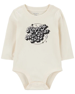 Baby Happy New Year 2025 Long-Sleeve Bodysuit