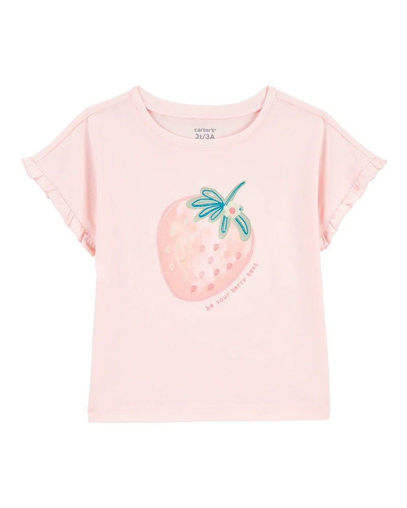 Toddler Short-Sleeve Strawberry Fashion Top