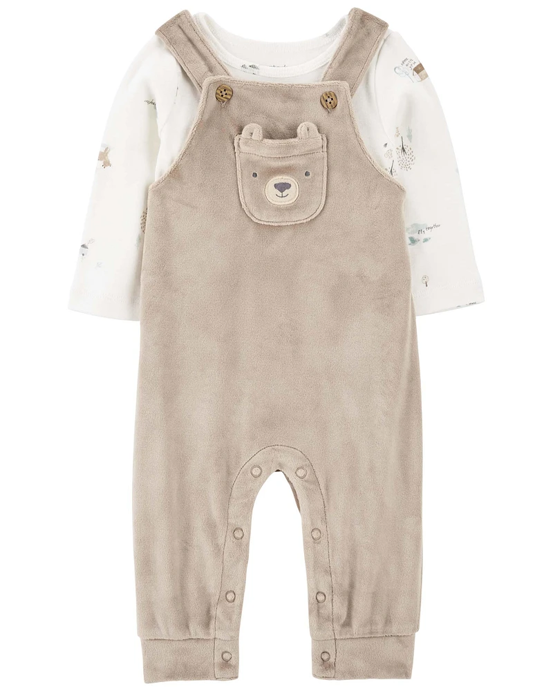 Baby 2-Piece Bear Long-Sleeve Tee & Coverall Set