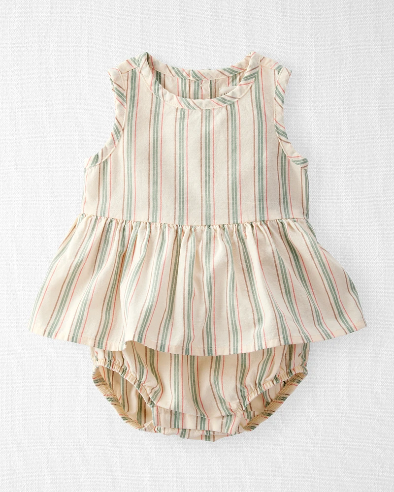 Baby Linen Striped Sunsuit Made with Organic Cotton