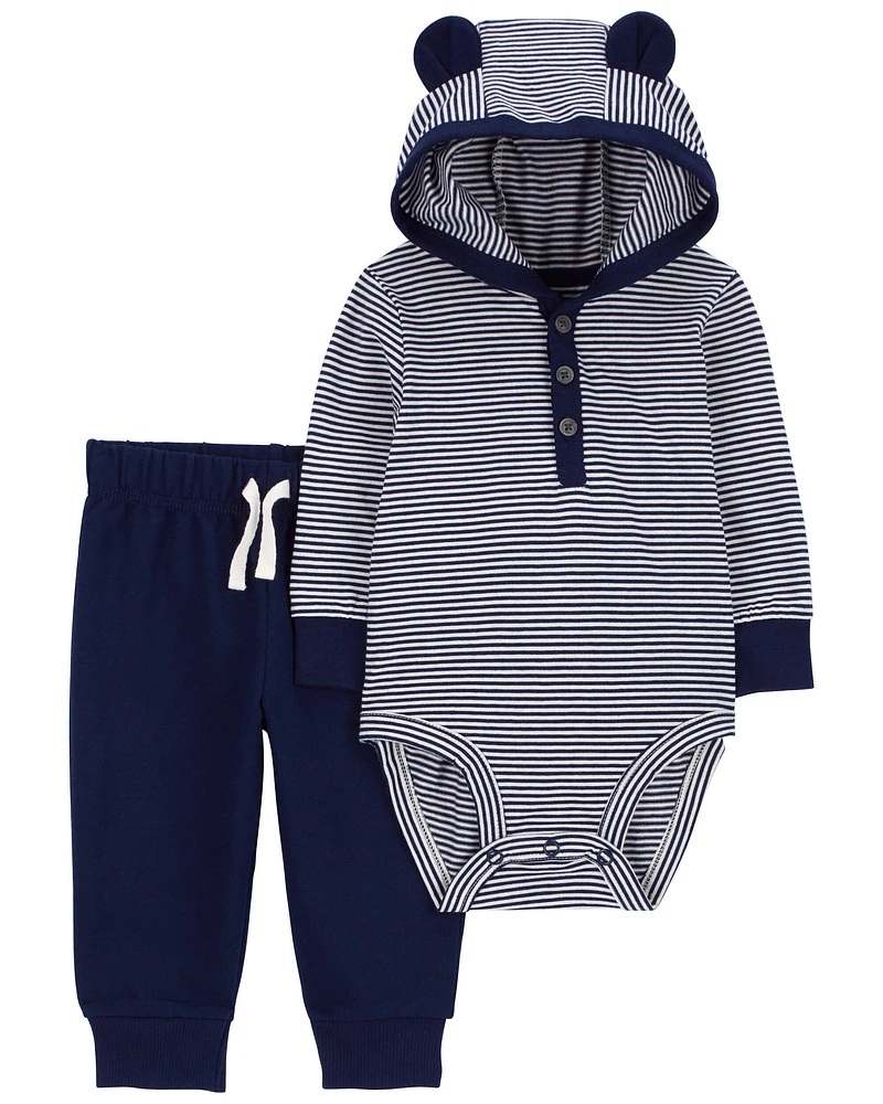 Baby 2-Piece Hooded Bodysuit Pant Set