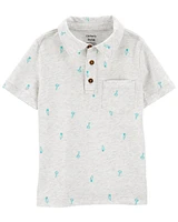 Palm Print Polo Shirt