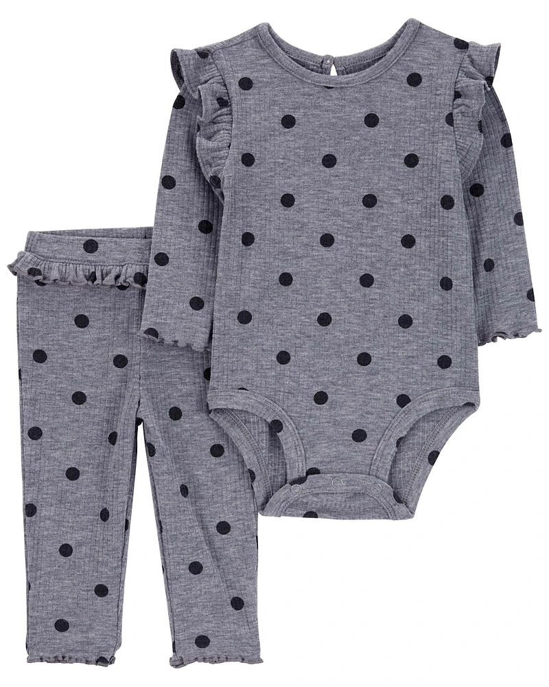 2-Piece Polka Dot Bodysuit Pant Set