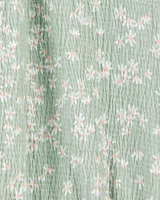 Kid Short-Sleeve Floral Fashion Top - Green