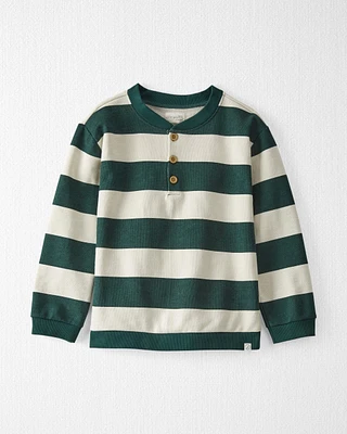 Kid Organic Cotton Fleece Henley Stripes