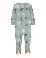 Toddler 1-Piece Dog Print 100% Snug Fit Cotton Footie Pyjamas