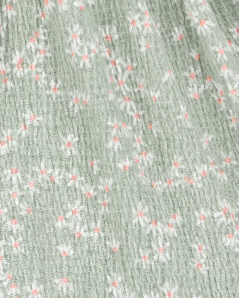 Kid Floral Crinkle Skort - Green
