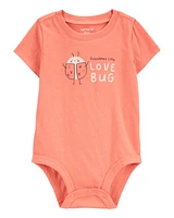 Baby Grandma's Little Love Bug Short-Sleeve Bodysuit - Peach