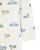 Baby Car Print 2-Way Zip PurelySoft Sleeper Pyjamas - Ivory
