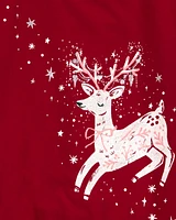 Kid Reindeer Christmas Flutter Top