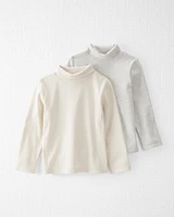 Toddler 2-Pack Organic Cotton Rib Mock Neck Tops