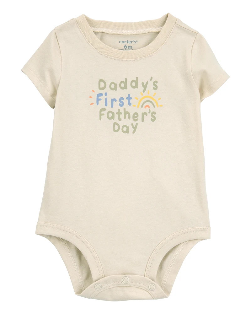 Baby 1st Father's Day Short-Sleeve Bodysuit - Ivory