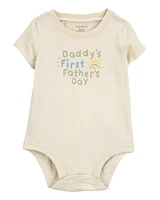 Baby 1st Father's Day Short-Sleeve Bodysuit - Ivory