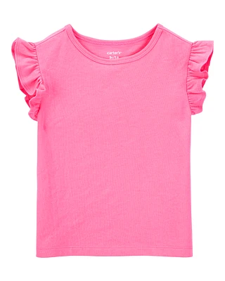 Baby Solid Flutter Short-Sleeve Tee - Pink
