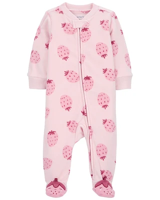 Baby Strawberry Fleece Footie Sleep & Play Pajamas