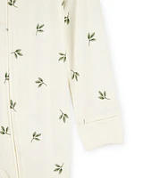 Baby Leaf Print 2-Way Zip PurelySoft Sleeper Pyjamas - Ivory