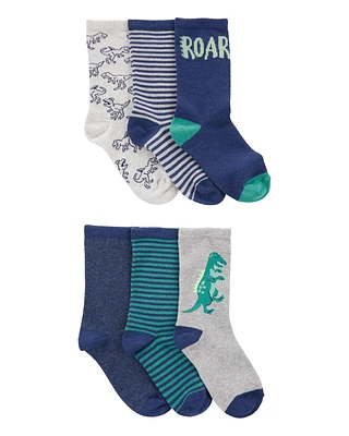 Kid 6-Pack Dinosaur Crew Socks