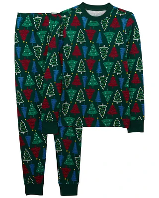 Adult 2-Piece Christmas Tree 100% Snug Fit Cotton Pyjamas