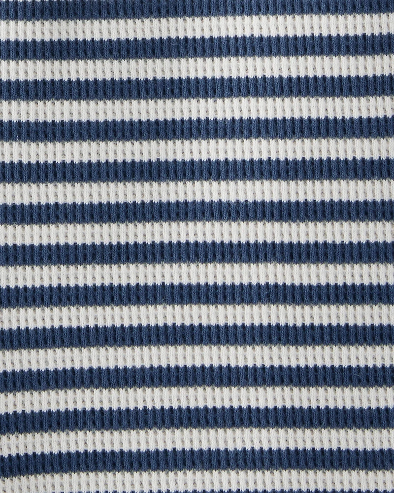 Baby Organic Cotton Waffle Knit Romper Stripes