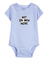 Baby "I'm New Here" Short-Sleeve Bodysuit - Blue