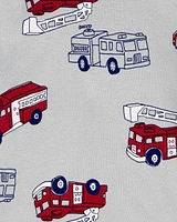 Pyjama 4 pièces en coton ajusté à motif de camion d’incendie