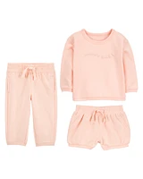 Baby 3-Piece French Terry Mix-and-Match Outfit Set - Pink