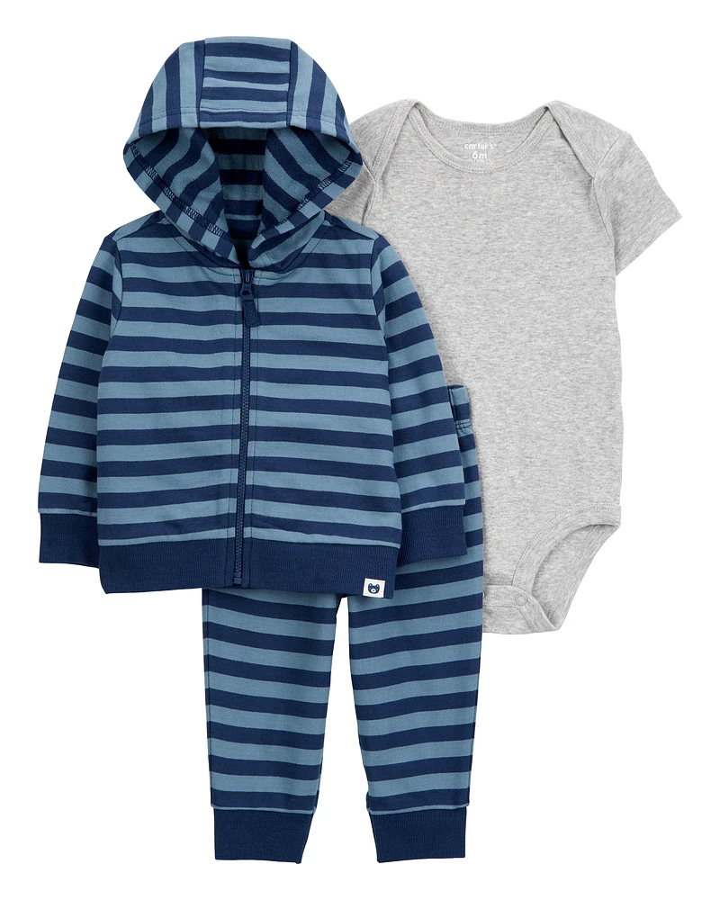 Baby 3-Piece Striped Little Cardigan Set